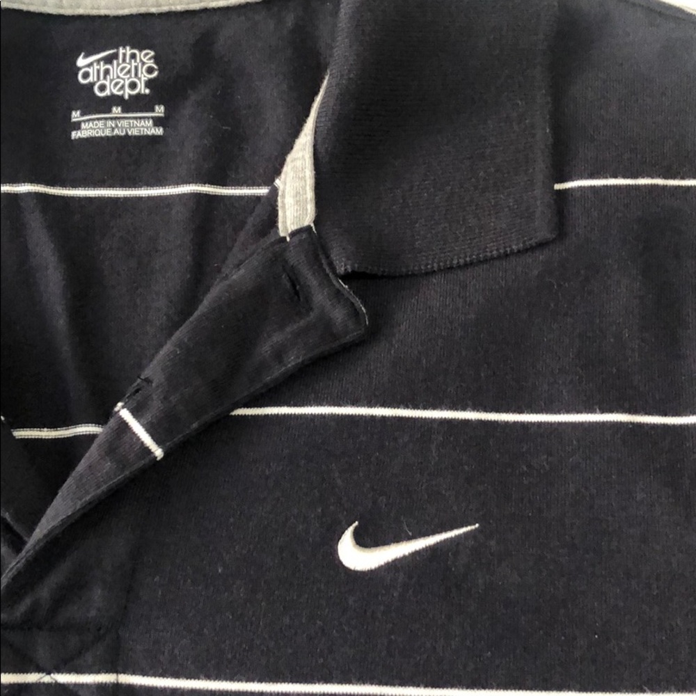Men’s Black & White Nike Stripe Polo Shirt - Picture 2 of 4